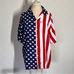 Patriotic Stars and Stripes Button-Up Shirt
